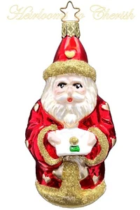 Inge Glas OWC 4138 Romantic Santa German Christmas Ornament NEW w/FREE Gift Box - Picture 1 of 2