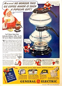 SANTA CLAUS — CAFETERA GENERAL ELECTRIC GE — ANUNCIO IMPRESO REVISTA VINTAGE 1940 - Imagen 1 de 1