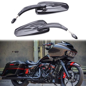 Motorcycle Gloss Black Rearview Side Mirrors For Harley Davidson Road Glide CVO - Picture 1 of 8
