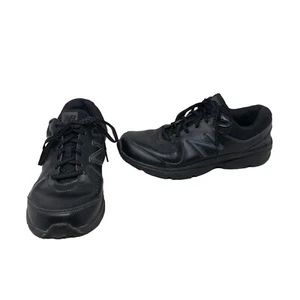 New Balance Women’s 411 V2 WW411BK2 Black Leather Lace Up Shoes Size 9.5 B - Picture 1 of 12