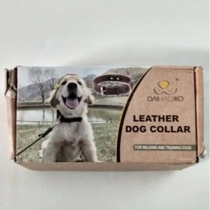 DAIHAQIKO LEATHER DOG COLLAR LARGE BROWN. - Picture 1 of 4