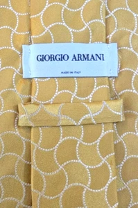 Giorgio Armani Herren Seidenkrawatte Made in Italy Luxus Designer Gold Schuppen Elegant - Bild 1 von 9