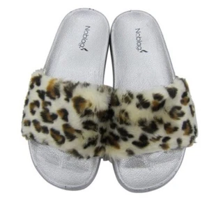 Noblag Pantoletten Sandalen Damen Kunstfell Leopard - Bild 1 von 3