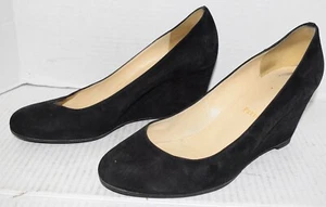 Christian Louboutin Negro Gamuza Ron Ron Cuña Zapatos de tacón Mujer Talla 40.5 EE. UU. 10.5 - Imagen 1 de 3