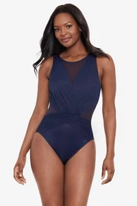 Traje de baño Miraclesuit azul Palma Illusionist de una pieza talla 10DD NUEVO CON ETIQUETAS - Imagen 1 de 10