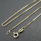Gold Plated Sterling Silver Box Chain Necklace 1mm 925 Italian 16" - 30" New