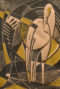 Lothar Hellwig pájaro representación de animales clásico moderno impresión de línea de color siglo 20 - Imagen 1 de 4