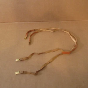 Vtg L’Extra Souple Suspenders Skinny Brown Leather Gold Clasps France (Cracked) - Picture 1 of 6
