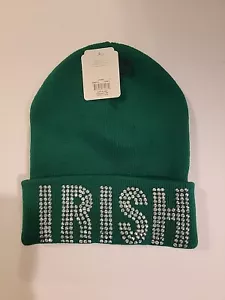 SAINT'S PATRICK DAY KNIT BLING BEANIE OSFM, NEW. - Picture 1 of 3