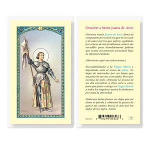 Saint Joan of Arc with Prayer -Spanish - Laminated Holy Card - Picture 1 of 3
