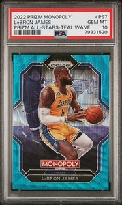 2022-23 Prizm Monopoly LeBron James All-Stars Teal Wave Prizm #PS7 PSA 10 Lakers