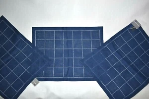 COURANTS D"IEST Simon Pearce 100 % lino puro dobladillo 3 manteles individuales azul NUEVO - Imagen 1 de 9