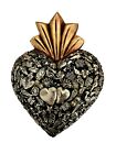 Mexican MILAGROS HEART,  ExVotos Sacred Heart with Charms LG 11"