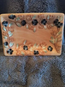CALIFORNIA PANTRY CLASSIC CERAMICS SERVING DISH EMBOSSED FLORALS ORANGE - Picture 1 of 2