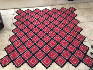 Vintage Granny Squares Afghan Throw Blanket ~ 60" X 60” ~ 1990s ~ OSU Colors - Picture 1 of 11
