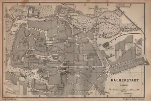 HALBERSTADT antique town city stadtplan. Saxony-Anhalt karte. BAEDEKER 1904 map - Picture 1 of 2