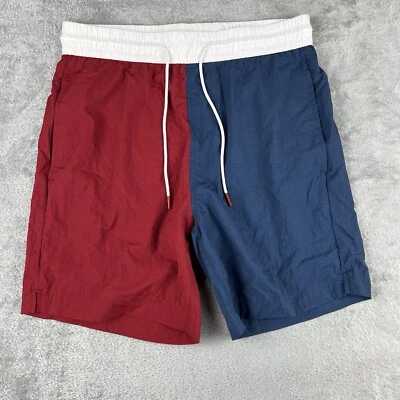 Pantalones cortos de uso original para hombre pequeños rojo azul marino bloque de color Foto 1 de 4