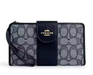 COACH Phone Wallet Wristlet In Signature Jacquard Navy Midnight CU990 NEW🎀NWT🎁 - Picture 1 of 16