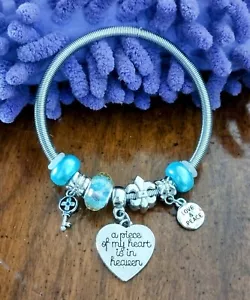 Remembrance, a piece of my heart is in heaven, Charm Bracelet - Picture 1 of 4