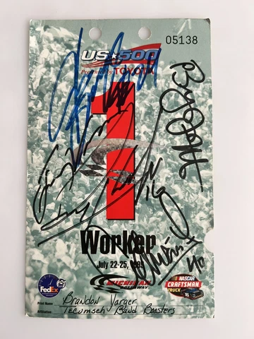 1999 US 500 Nascar Pit Pass Signed Adrian Fernandez, Scott Pruett + Others Cover