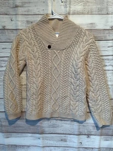 cream colored cable knit wool blend Janie and jack sweater size 7 boys (heavy) - Picture 1 of 7