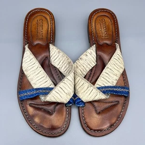 Cordani Sandals Womens 8.5 Leather Italy Made Suola Cuoio Italian Flats Straps - Picture 1 of 8