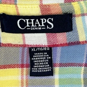 Chaps Jeanshemd Pastell Western Karo Gelb Blau Langarm Sommer Baumwolle XL - Bild 1 von 11