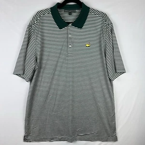 Vintage Masters Collection Golf Polo Mens Large Green White Striped (FLAWED) - Picture 1 of 8
