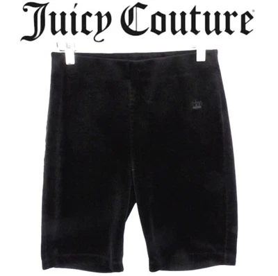 Juicy Couture Black Velour Biker Shorts in a Women's Size Small - Image 1 of 4