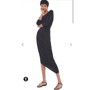 Norma Kamali Long Sleeve Dress Large Diana Gown Black bodycon long minimalist - Picture 1 of 9