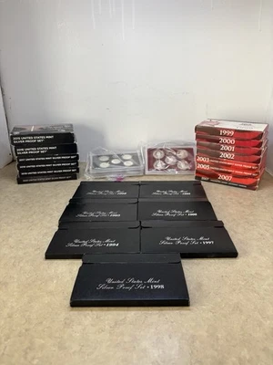 LOT OF 23 • US MINT SILVER PROOF SETS • 1992-2025 • 90% SILVER w/ COA 164 Coins - Image 1 of 4