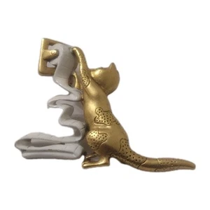 Danecraft Cat Playing with Toilet Paper Brooch Gold Tone Enamel Pin Vintage  - Picture 1 of 5