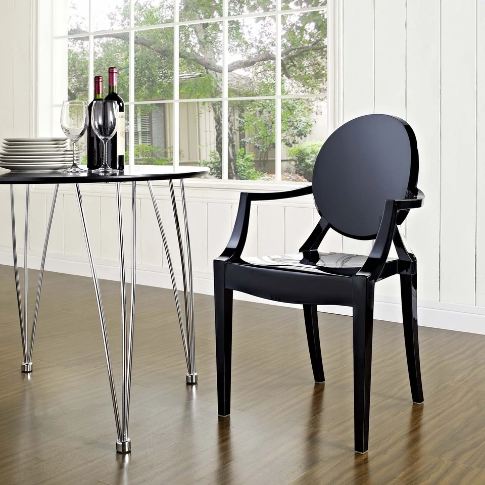 Modway Transparent Modern Crystal Dining Accent Armchair in Black - Image 1 of 4