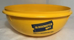 Vintage Tupperware Blockbuster Video Large Yellow Popcorn Bowl - Picture 1 of 4