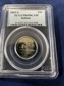 2002-S Proof Indiana Statehood Quarter (25C) PCGS PR69 Deep Cameo!!! - Picture 1 of 2