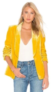 Blazer amarillo terciopelo aplastado Phoenix BCBG Max Azria para mujer talla XS - Imagen 1 de 11