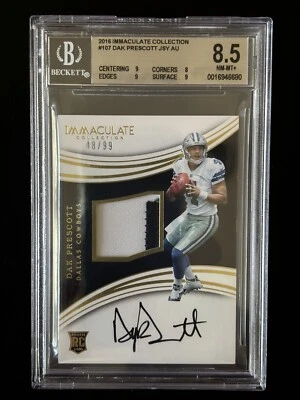 2016 Immaculate Collection Dak Prescott Jersey Auto RC #/99 BGS 8.5 NM-MT+ 🔥 - Image 1 of 3