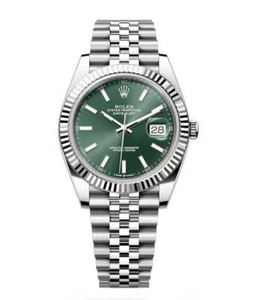 Rolex Datejust 41mm 126334 Mint Green Index with Stainless Steel Jubilee Band - Picture 1 of 3