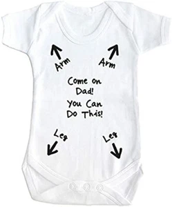 Weißer Strampler Komm schon Papa! You Can Do This! Lustige Baby Weste - SCHNELLER VERSAND - Bild 1 von 2