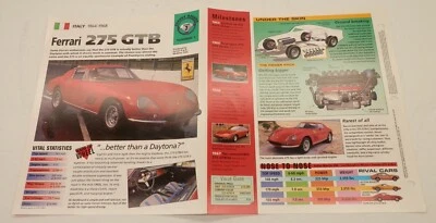 Ferrari 275 GTB 1964-1968 Berlinetta cupé hoja de especificaciones IMP HOT CARS folleto Foto 1 de 2