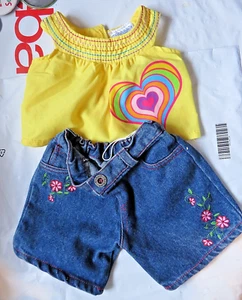 Build  Bear BABW Spring bright top and embroidered jeans shorts lot - Picture 1 of 4