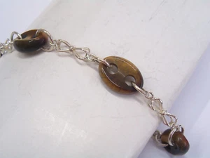 Braccialetto in Argento 925 con OCCHIO DI TIGRE naturale - Bracciale Pietre Dure - Imagen 1 de 4