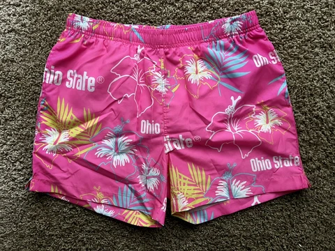 Ohio State NCAA Swim Trunks Fun Tropical, Pink, Mens Sz M  - GREAT! Cover