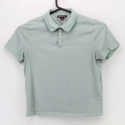 Camisa Polo Michael Kors Para Hombres Abotonada Manga Corta Cuello Grande Patrón Verde Foto 1 de 4