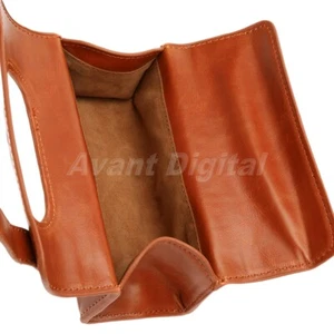 Brown Leather Men's Travel Sports Pouch Case Shaving Brush & Razor Toiletry Bag - Picture 1 of 10