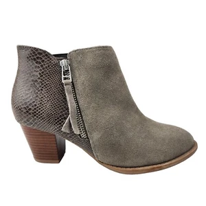Vionic NWOB Anne Bootie Size 6 Taupe Brown Leather Stacked Heel Zip Entry Boho - Picture 1 of 11