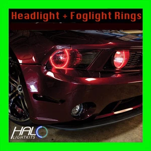 2005-2009 FORD MUSTANG RED LED HEADLIGHT+FOG HALO KIT (4 Rings) by ORACLE - Picture 1 of 8