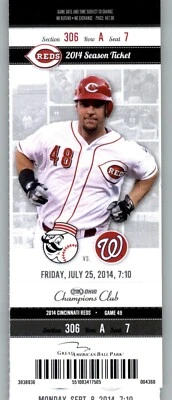 Washington Nationals vs   Reds 6/25/2014 Full Ticket - Taylor Hill Debut - Image 1 of 2