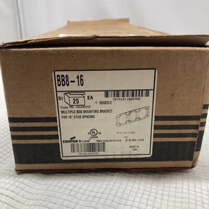 LOT OF 25 COOPER B-LINE BB8-16 MOUNTING BRACKET BB8-16 MULTIPLE BOX 16” STUD US - Picture 1 of 12