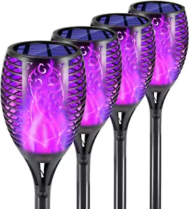 Premium 4-Pack Solar LED Purple Halloween Lights - Waterproof Outdoor Decor - Picture 1 of 12